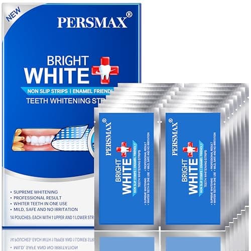 PERSMAX Teeth Whitening Strips – Professional Dentist Approved, Gum-Safe Formula, 14 Treatment, 28 Non-Slip Strips Kit, Pain-Free Express Whitening...