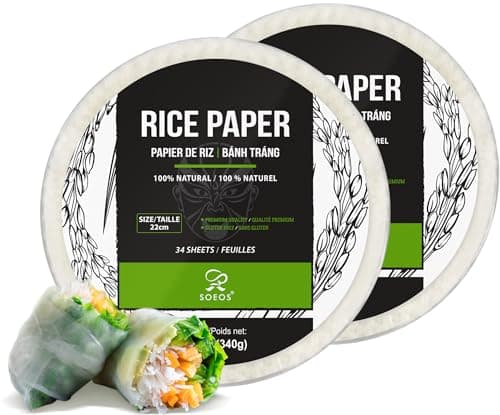 Soeos Rice Paper, 340g (2 Packs) – Spring Roll Wrappers, Vietnamese Rice Paper for Fresh & Fried Rolls