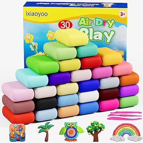 Ixiaoyoo Air Dry Clay, 30 Colors Modeling Clay for Kids, DIY Model Toys with Sculpting Tools, Soft & Non-Sticky, Home Party Favors, Birthday &...