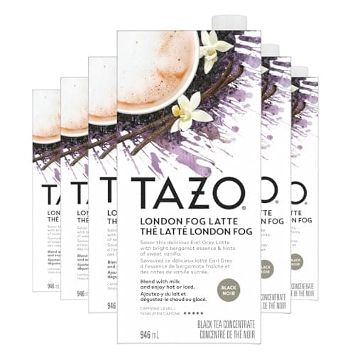 TAZO London Fog Latte Concentrate - 946 mL (Pack of 6), At Home Café Experience, Luxurious and Bold Flavors, Caffeinated, Enjoy Hot or Iced