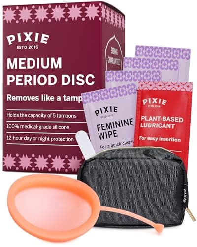 Disque menstruel Pixie - Sans métaux ni toxines - 100 % silicone de qualité médicale - Classé 1 pour le disque menstruel réutilisable le plus doux - S'enlève comme un tampon -...
