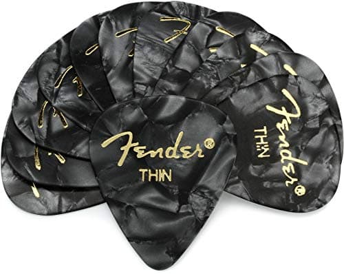 Fender 980351743 Premium Celluloid Guitar Picks 12-Pack - Noir Moto - Mince