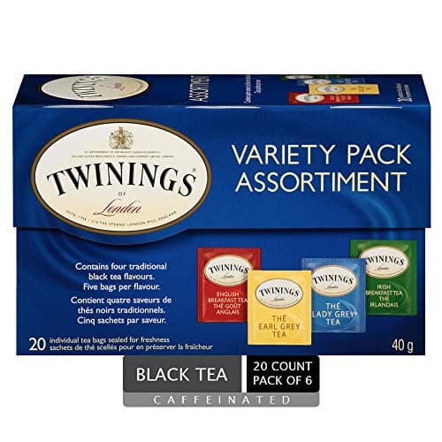 Twinings Variety Pack Individually Wrapped Teabags, Caffeinated Earl Grey, Lady Grey, Irish & English Breakfast Teas, 20 Count (Pack of 6), Enjoy...