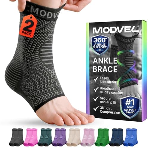 MODVEL Lot de 2 attelles de cheville pour hommes et femmes, attelle de cheville pour entorse pour soulager la fasciite plantaire, attelle stabilisatrice de cheville, support de tendinite d'Achille...
