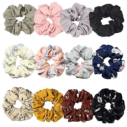 12 Pcs Hair Scrunchies Chiffon Scrunchies Valentines Day Gifts for Women Soft Hair Ties Hair Accessories Ponytail Holders Galentines Day Gifts for...