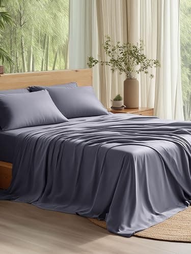 Bedsure Queen Bed Sheets- Cooling Sheets for Queen Size Bed Set, Rayon Derived from Bamboo, Breathable & Soft, Deep Pocket Up to 16", Hotel Luxury...