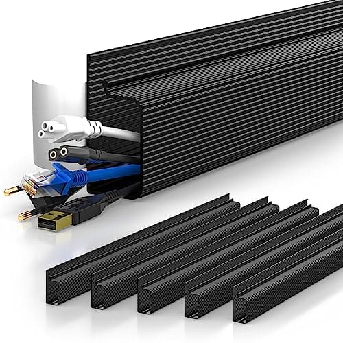 Yecaye Gestion des câbles de 94 pouces sous le bureau, organisateur de câbles de cordon de bureau 6X 15,7 pouces, chemin de câbles à canal J, fil d'ordinateur ...