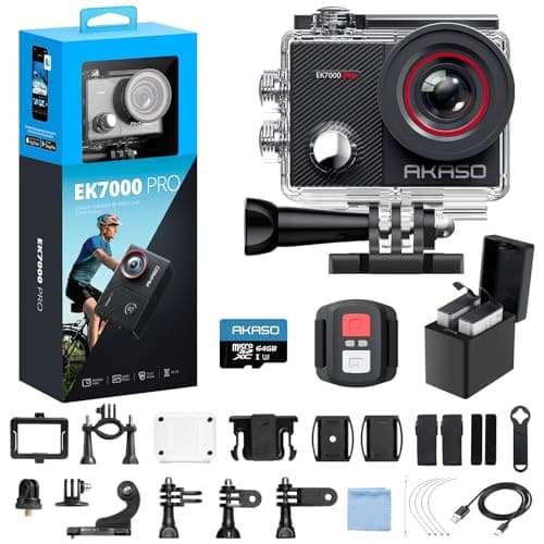 AKASO EK7000 Pro 4K Action Camera - Touch Screen EIS 131ft Waterproof Underwater Camera Remote Control with Helmet Accessories Kit with 64GB U3...