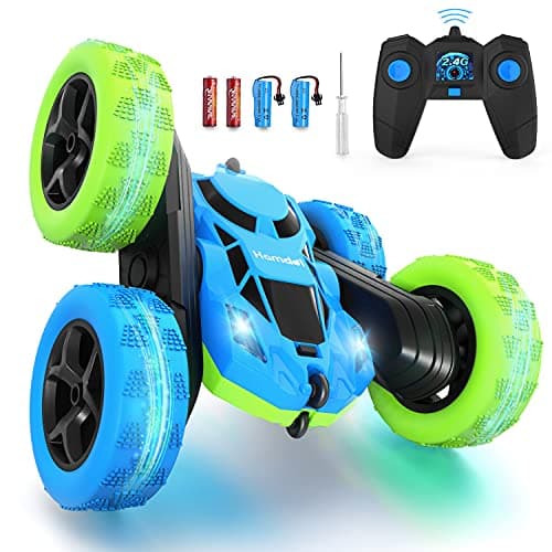 Hamdol Remote Control Stunt Car for Kids, 360° Rotating Double-Sided RC Car with LED Headlights, 4WD 2.4GHz Electric Rechargeable Toy Vehicle for...