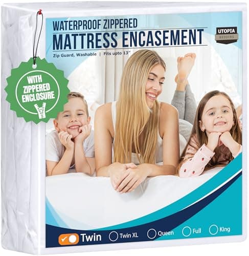 Utopia Bedding Zippered Mattress Encasement Twin - 100% Waterproof and Bed Bug Proof Mattress Protector - Absorbent, Six-Sided Mattress Cover