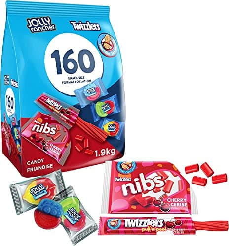 Variété de bonbons gélifiés TWIZZLERS & JOLLY RANCHER Misfit – 160 pièces, 1,9 kg, mélange de bonbons assortis emballés individuellement pour sacs cadeaux et partage