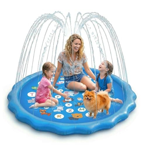 Qoosea Splash Pad pour enfants piscine pour chiens 67" tampons gonflables pour les tout-petits 1-3 été en plein air jouets aquatiques amusants tapis d'arrosage tapis de jeu peu profond...