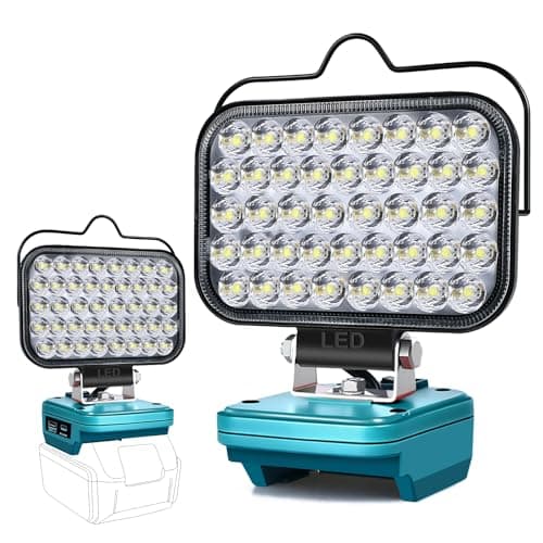 Lampe de travail à LED sans fil pour batterie Makita 18 V, projecteurs portables 80 W, éclairage compact 8 000 lm avec charge rapide de type C et USB pour...
