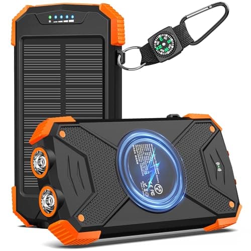 BLAVOR Solar Power Bank 10 000 mAh, chargeur portable sans fil, batterie externe à charge rapide 20 W avec USB C pour téléphones portables, panneau solaire...