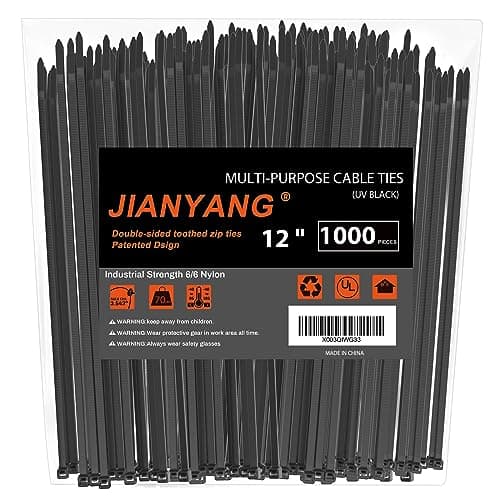 12 Inch Zip Ties Double Sided Toothed (Bulk 1000 Pack),70 LBS Tensile Strength Heavy Duty Cable Wire Ties with Self-Locking Adjustable More Durable...