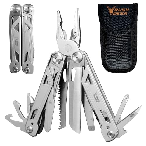 RUSH DEER Multi-Tool 18-en-1 Outils de survie essentiels et pince multi-outils - Kit d'outils de camping polyvalent - Cadeau pour hommes - Boîte à outils polyvalente ultime pour...