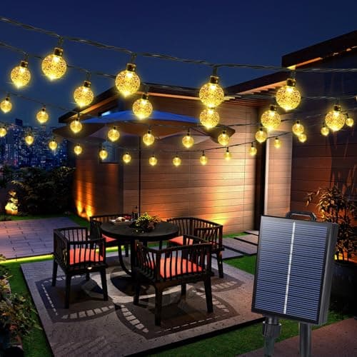 Joomer Guirlande solaire d'extérieur - 65 pieds 100 LED - Globe solaire - 8 modes d'éclairage - Lampe de patio étanche à énergie solaire pour jardin...