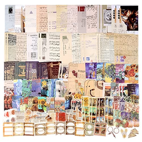 Fournitures de scrapbooking vintage, 200 feuilles de papier de scrapbooking, fournitures de journal indésirable, kits d'artisanat pour Bullet Journals, fournitures de journalisation, salle...