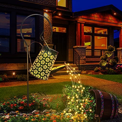 Solar Lights Outdoor Waterproof, Solar Watering Can Lights Garden Decor, Retro Metal Hanging Solar Lantern with String Lights, Solar Garden Lights...
