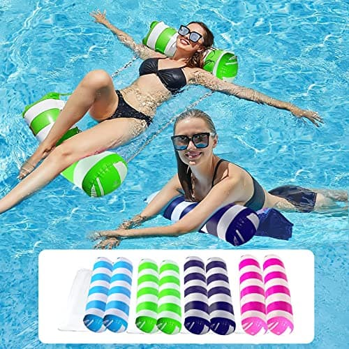 Yodooshi 【Pack de 4】 Hamac de flotteurs de piscine gonflables, hamacs d'eau, accessoires polyvalents (selle, chaise longue, dériveur) pour la natation...
