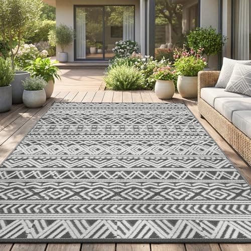 MontVoo-Tapis d'extérieur 8x10 pieds Tapis d'extérieur imperméable pour patio, camping-car, tapis d'extérieur pour tapis bohème portables, terrasse, pique-nique, porche d'arrière-cour...