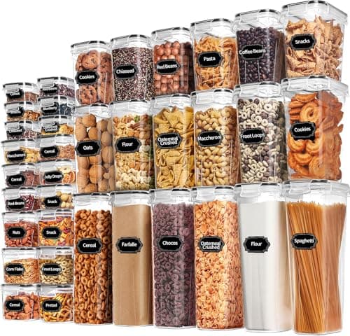 Skroam 36 Pack Airtight Food Storage Containers for Kitchen Pantry Organizers and Storage, Plastic Kitchen Storage Containers with Lids for Flour,...