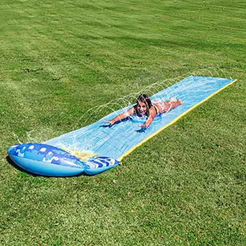 Sloosh Single Lane Water Slide, Lawn Water Slide for Backyards with 1 bodyboards Waterslide with Sprinklers Yard Water Toys for Kids