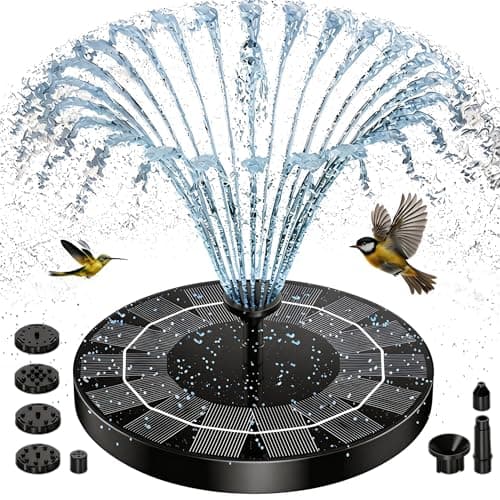Mise à niveau de la fontaine solaire AISITIN, fontaines solaires pour bain d'oiseaux 2,5 W 160 mm, pompe à eau extérieure, fontaine flottante solaire avec 6 styles de fontaine pour...