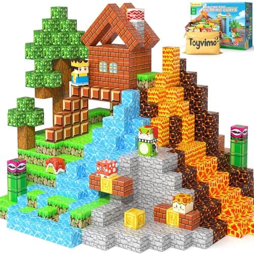 100PCS Magnetic Blocks Magnetic Building Blocks Sensory Toys for Kids Ages 3-5 6-8 8-12 Kids Toys Game Toys for 3+ Year Old Boys & Girls
