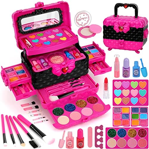 Kit de maquillage Teensymic pour enfants pour filles, 54 pièces, jouets de maquillage lavables, 3 à 13 ans, thème princesse, jouets pour filles, compétences sociales, H...