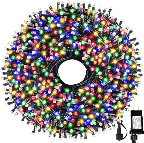 MZD8391 Lumières de Noël améliorées de 105 pieds 300 LED Guirlandes lumineuses intérieures extérieures 8 modes Fonction de mémoire pour Noël Tr...