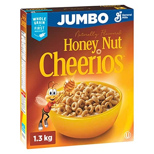 CHEERIOS - PACK DE TAILLE JUMBO - Boîte de céréales au miel et aux noix aromatisées naturellement, les grains entiers sont le premier ingrédient, fabriqués avec...