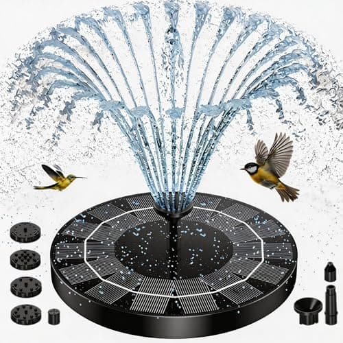 Mise à niveau de la fontaine solaire AISITIN, fontaines solaires pour bain d'oiseaux 2,5 W 160 mm, pompe à eau extérieure, fontaine flottante solaire avec 6 styles de fontaine pour...