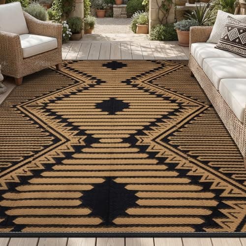 RESARE-Outdoor Rug-Patio Rug 5x8 ft Boho Waterproof Outdoor Carpet RV Deck Camping Portable Boho Rugs for Outdoor Area Rug Picnic Backyard Porch...