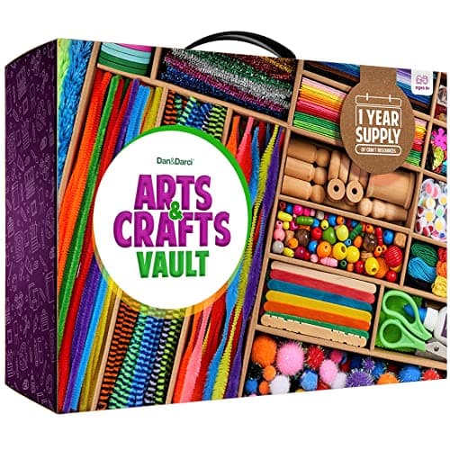 Coffre-fort de kits d'art et d'artisanat - Bibliothèque de kits d'artisanat de plus de 1000 pièces dans une boîte pour les enfants âgés de 8, 9, 10, 11 et 12 ans, filles et garçons...