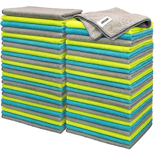 FIXSMITH Microfiber Cleaning Cloth - Pack of 50, Multi-Functional Cleaning Towels, Size: 12 x 16 in, Highly Absorbent Cleaning Rags, Lint-Free,...