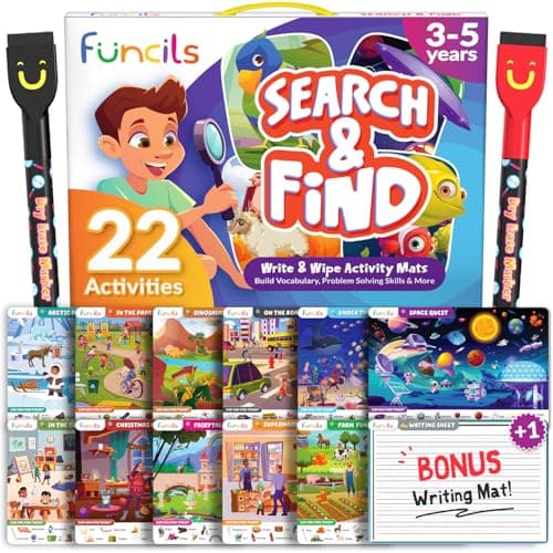 Activités d'apprentissage préscolaire Funcils - Recherchez et trouvez pour les tout-petits, parfaits pour les enfants, fournitures d'art et d'artisanat, jeux Spot It, cadeaux pour filles et...