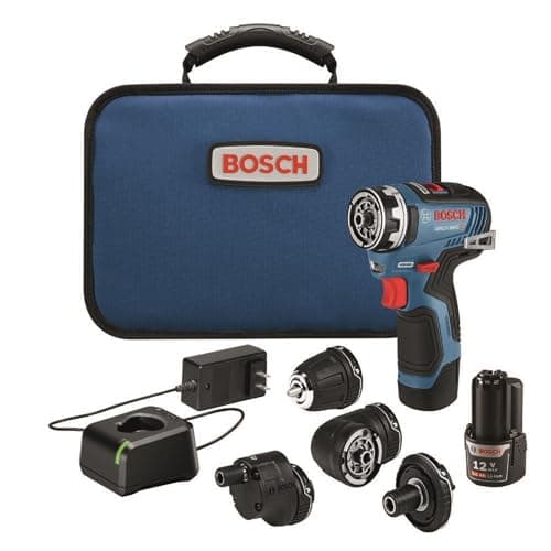 BOSCH GSR12V-300FCB22 Système de perceuse/visseuse Flexiclick 5 en 1 sans balais 12 V Max EC avec (2) batteries de 2 Ah