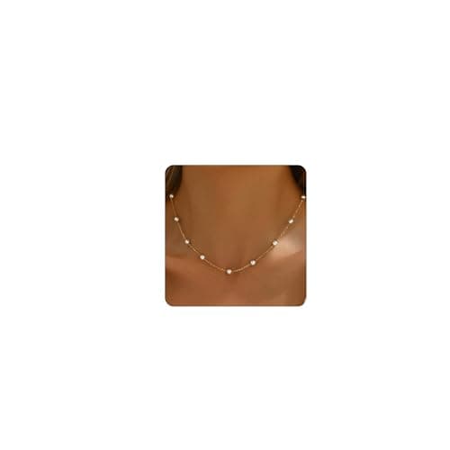Jewigo Pearl Necklaces for Women 18K Gold Plated Pearl Choker Necklace Dainty Pearl Pendant Necklace Simple Small Pearl Bridesmaid Wedding Jewelry...