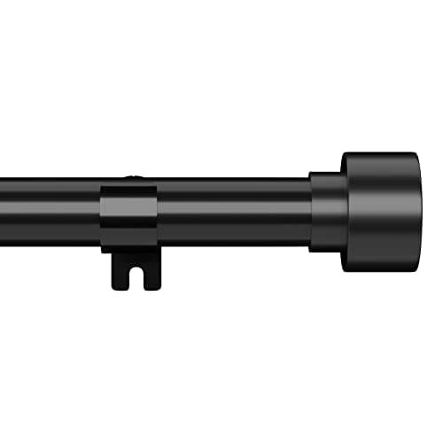 Curtain Rods for Windows 28 to 48 Inch - 1 Inch Heavy Duty Black Curtain Rods - Window Rod for Cafe, Valance, Door, Bedroom, Drapery, Bathroom