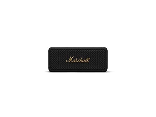 Marshall Emberton Portable Bluetooth Speaker, IPX7 Waterproof, 20+ Hours of Playtime - Black and Brass