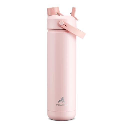POWCAN 26 oz Insulated Water Bottle with 2-in-1 Straw and Spout Lid, Keep Cold 24H, Leak-Proof, Fits in Car Cup Holder, Stainless Steel Water...
