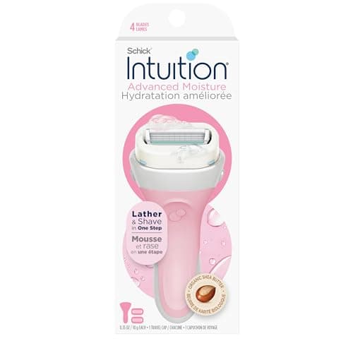 Schick Intuition Advanced Moisturizing Women’s Razor | 4‑Blade Razor | with 1 Razor Handle + 2 Refill Cartridges + Stand Up Cap | With Shea Butter...
