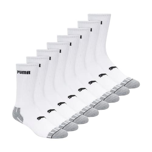 PUMA Lot de 8 chaussettes athlétiques rembourrées pour homme, blanc/noir, 10-13