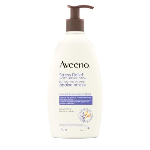Aveeno Stress Relief Moisturizing Lotion, Lavender, Prebiotic Oat, Non-Comedogenic Moisturizer, 532mL