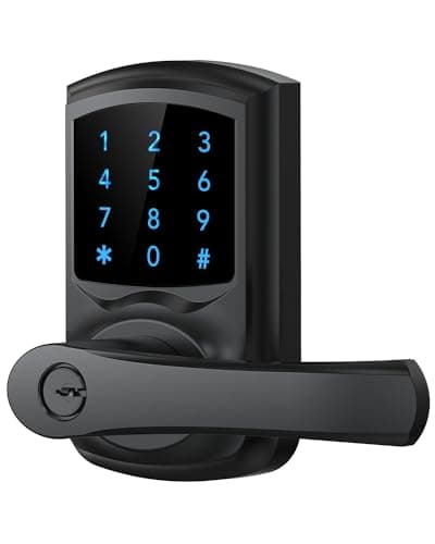 HIDALIFE Keyless Entry Door Lock with Keypad and Handle for Front Doors, Touchscreen Deadbolt, Anti-peep Password, Auto-Locking, Matte Black