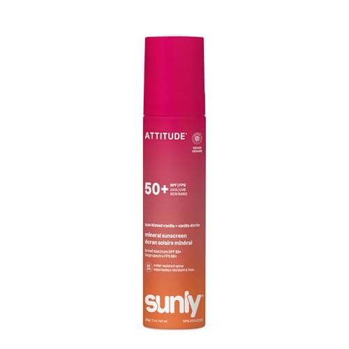 ATTITUDE Mineral Sunscreen Lightweight Lotion SPF 50, Broad Spectrum Zinc Oxide, EWG Verified, Non-Nano, Water-Resistant 80 Minutes, Non-Greasy for...