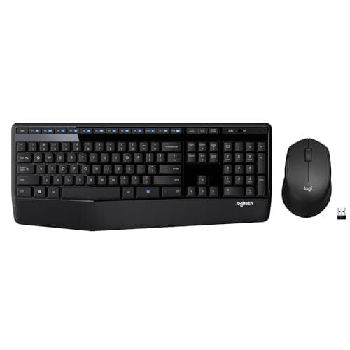Logitech MK345 Wireless Combo Full-Sized Keyboard with Palm Rest and Comfortable Right-Handed Mouse, 2.4 GHz Wireless USB Receiver, Compatible with...