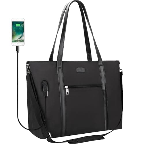 Laptop Bag for Women 17.3 Inch Laptop Tote Bag Large Work Tote Bag Waterproof Work Bag Teacher Bag with USB Charging Port Computer Tote Bag Nylon...