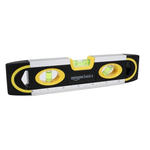 Amazon Basics 9-Inch Easy to Use Magnetic Torpedo Level and Ruler, with 180/90/45 Degree Bubbles, Black